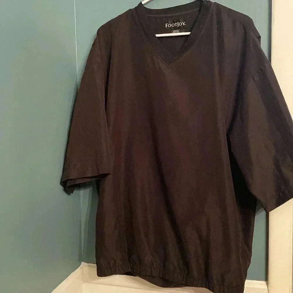 Footjoy men’s black XL pullover short sleeve golf windbreaker with pockets